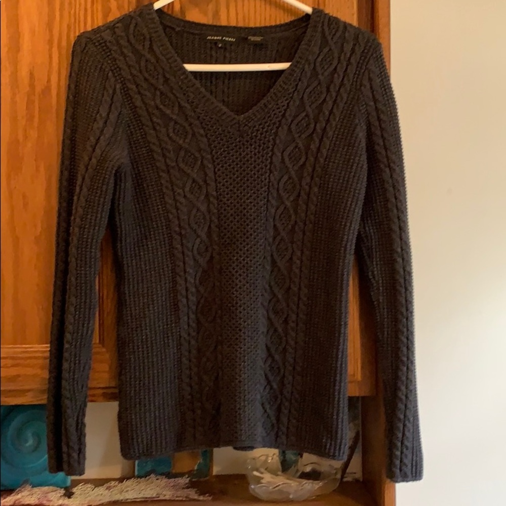 Jeanne Pierre gray long sleeve cable sweater small